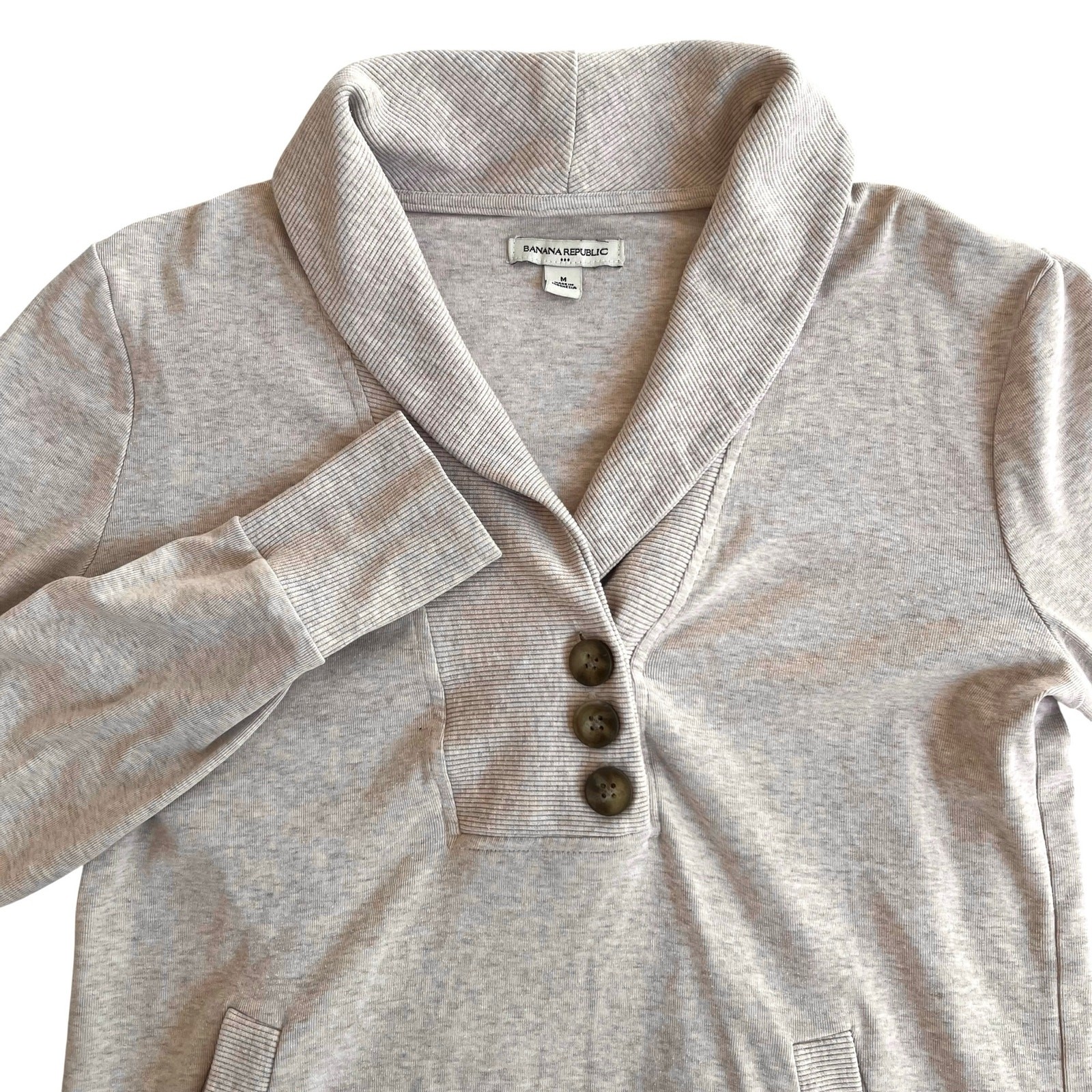 Banana Republic oatmeal shawl collar pullover minimalist cozy top M
