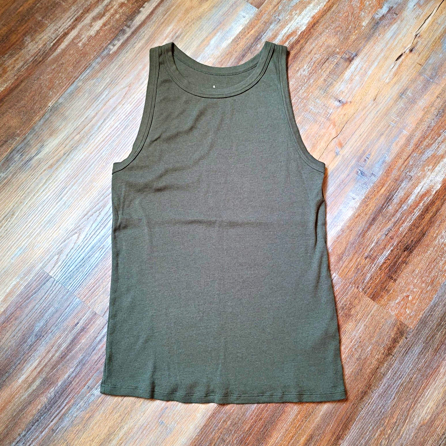A New Day Green Ribbed Stretch Round Neck Sleeveless Tank Top Women’s XL (B1)