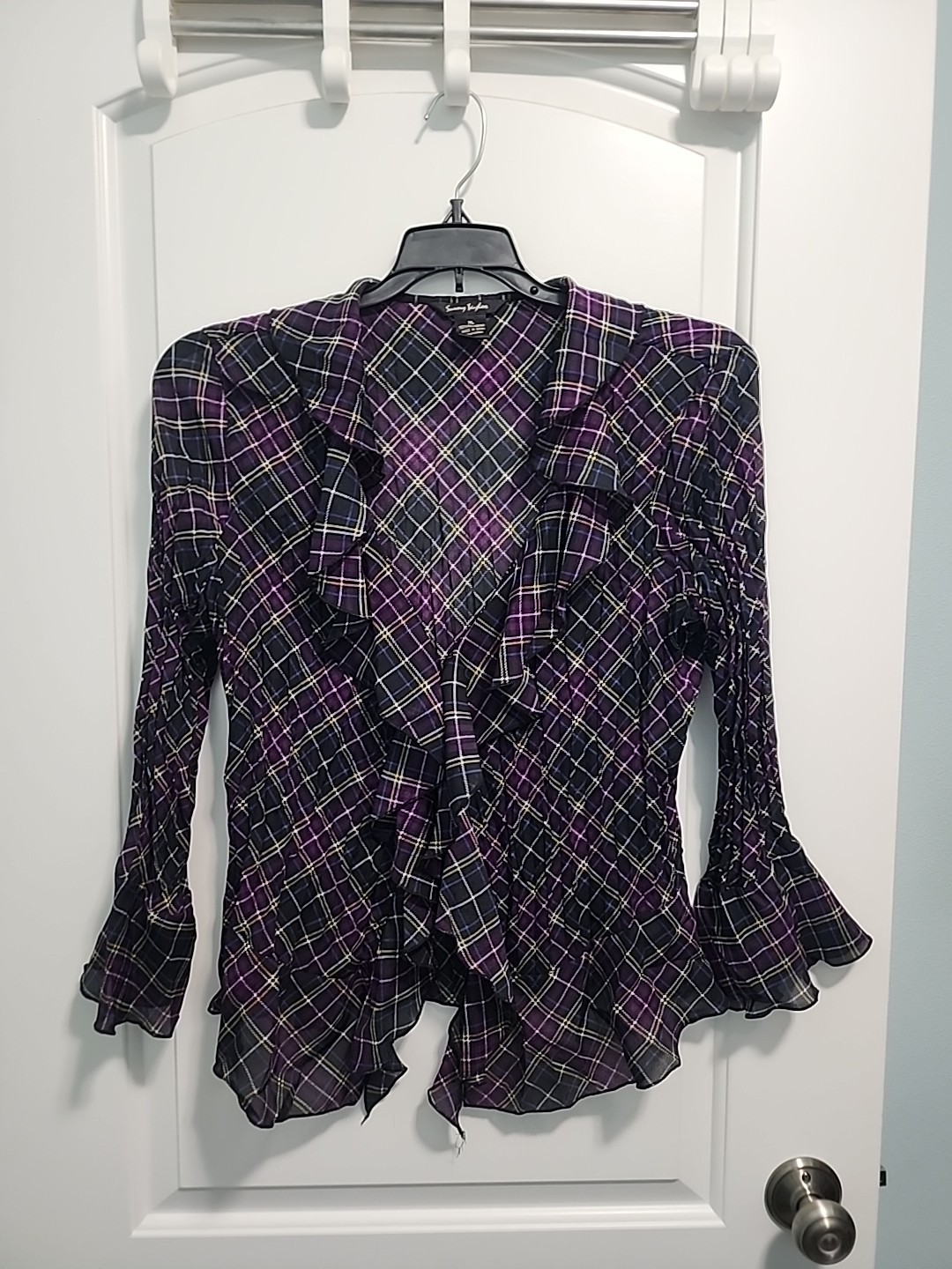 Sunny Taylor Purple Plaid Top Sx XL