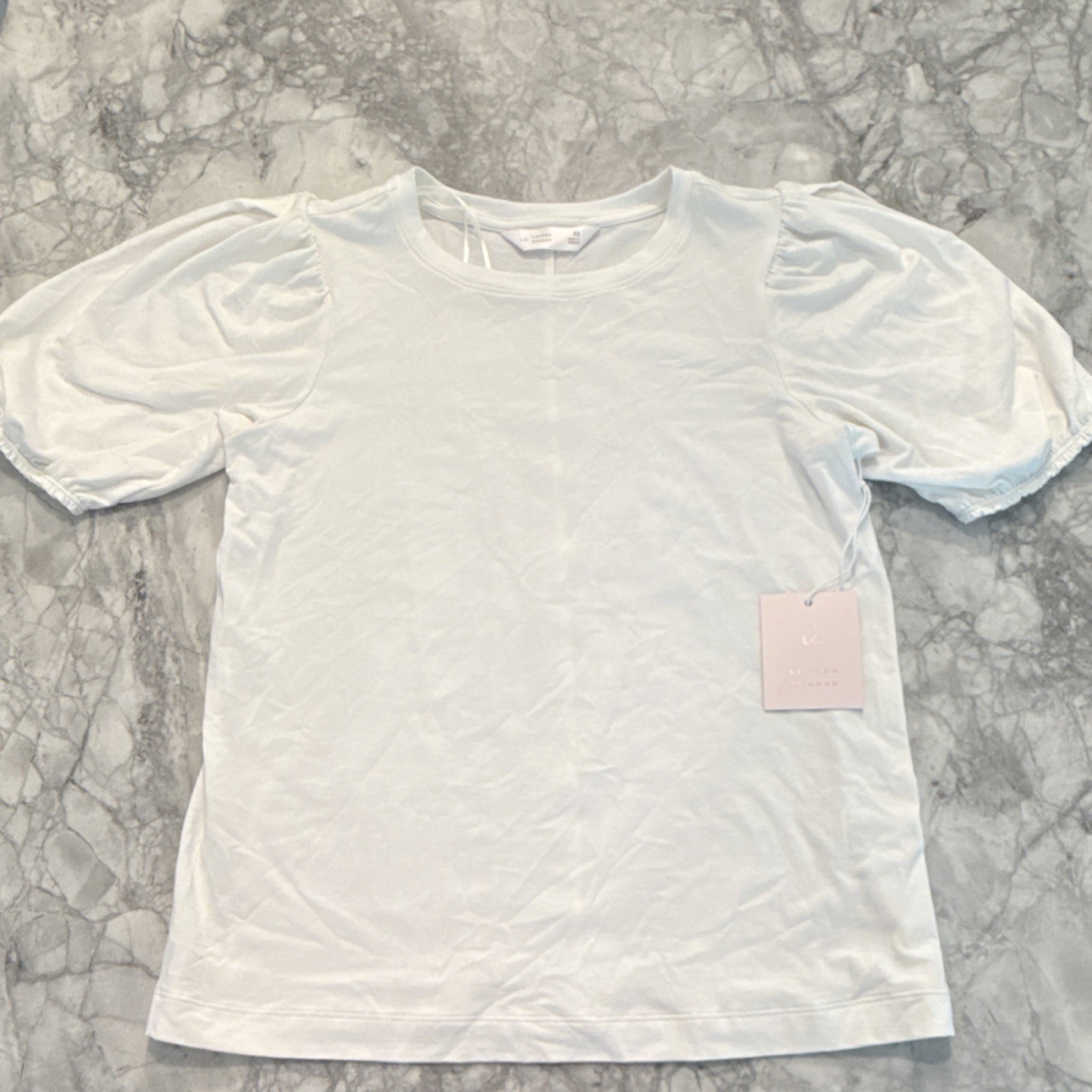 LC Lauren Conrad Women’s Size XS White Puff Short Sleeve Crew Neck NEW