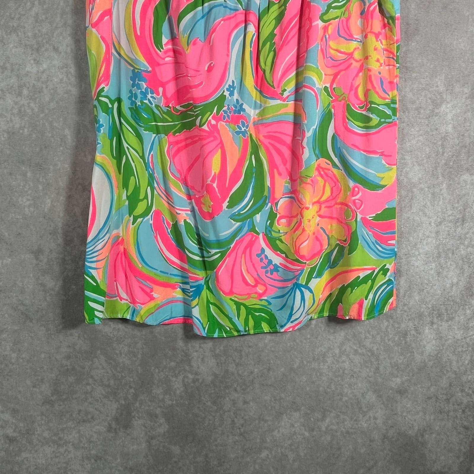 Lilly Pulitzer Tank Top Women XS Pink Green So A Peeling Flutter Racerback Beach
