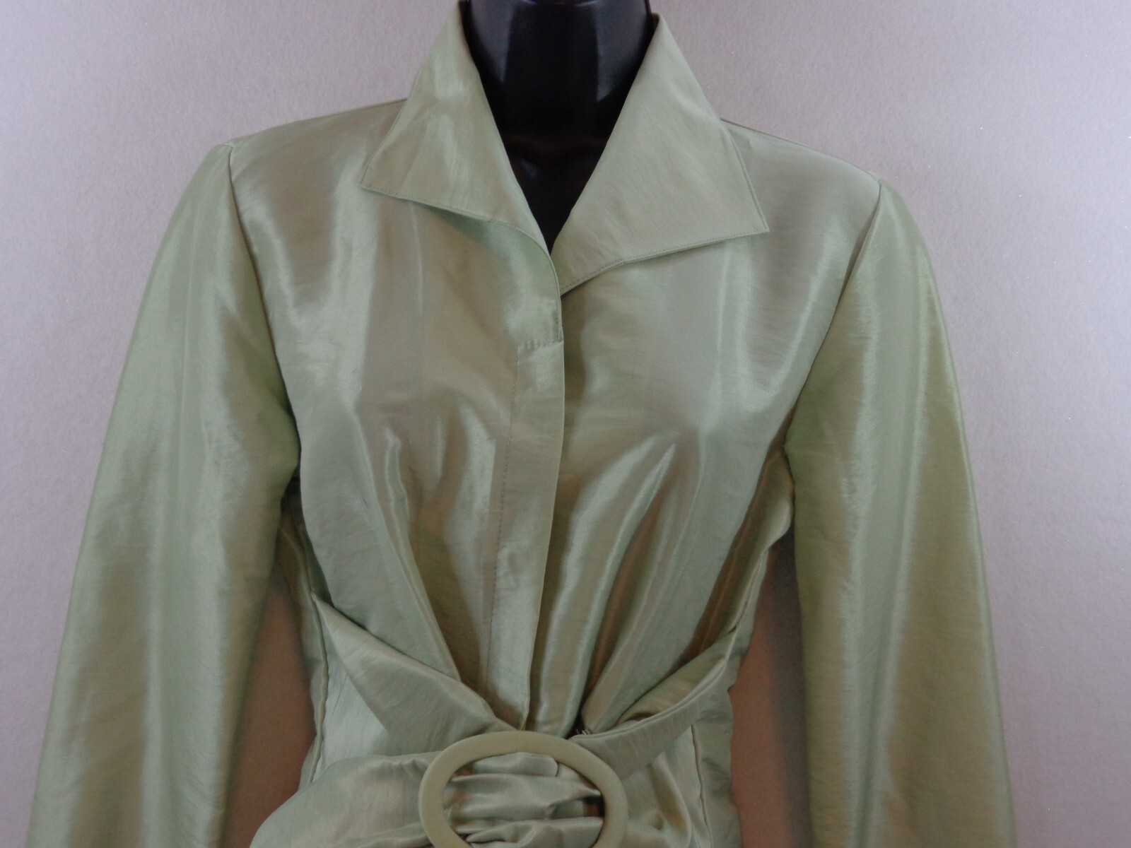 MSK Blouse Women’s S Green Faux Wrap Long Sleeve Flip Cuff New With Tags