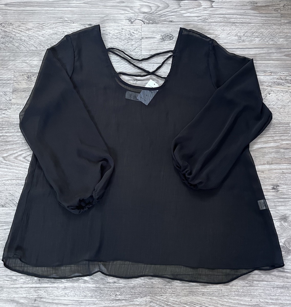 NWT R. Marks New York Black Sheer Top 1X Plus Cover Up Strappy Boho