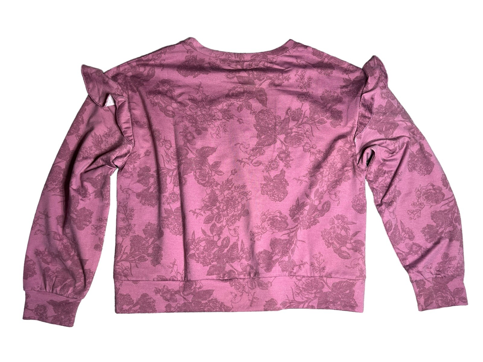 Women’s Zoe & Phoebe Long Sleeve Sweater Shirt Ruffle Shoulders Large NWT