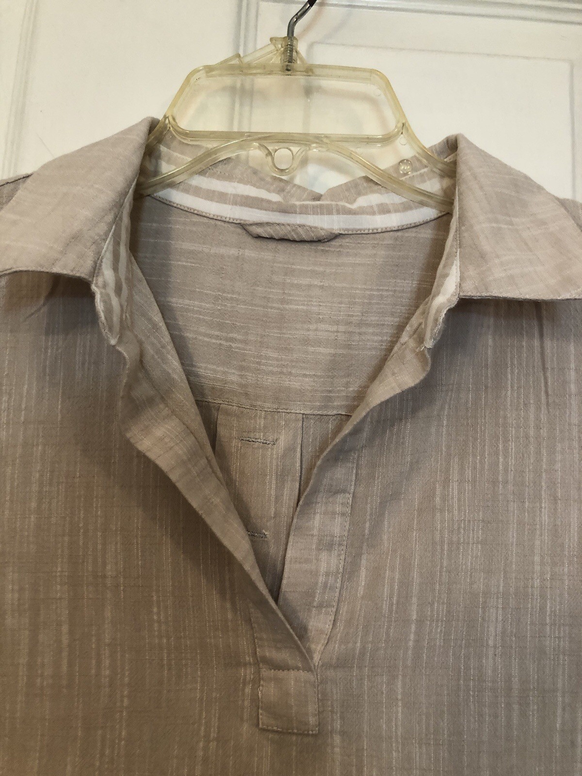 Vineyard Vines Beige and Gold Striped Linen/Cotton Blend Tunic 3/4 Sleeves S