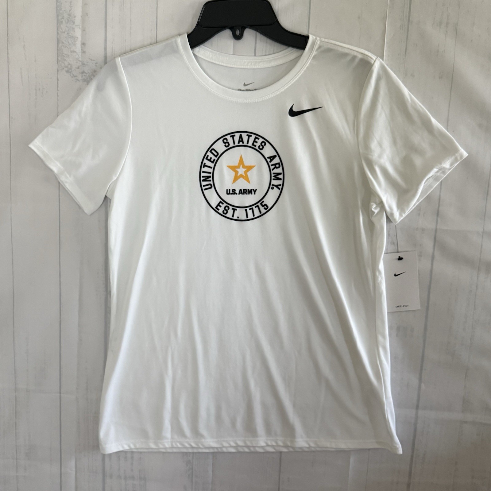 US Army Nike Dri-Fit White Crew Neck SS Tee Shirt Women’s M NWT Legend