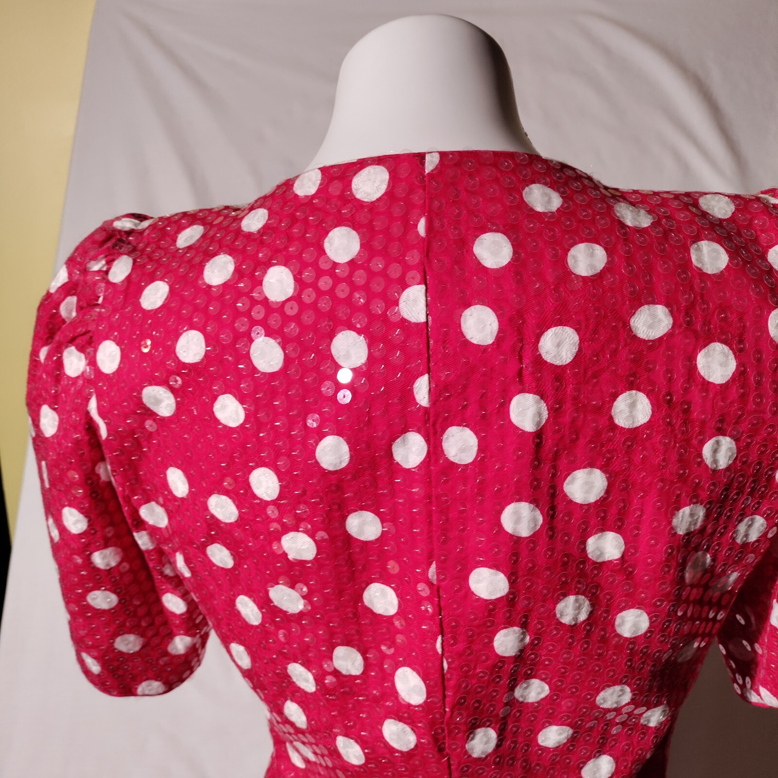 Rickie Freeman for Teri Jon Pink White Polka Dot Fun Vintage Size 4 100% Cotton