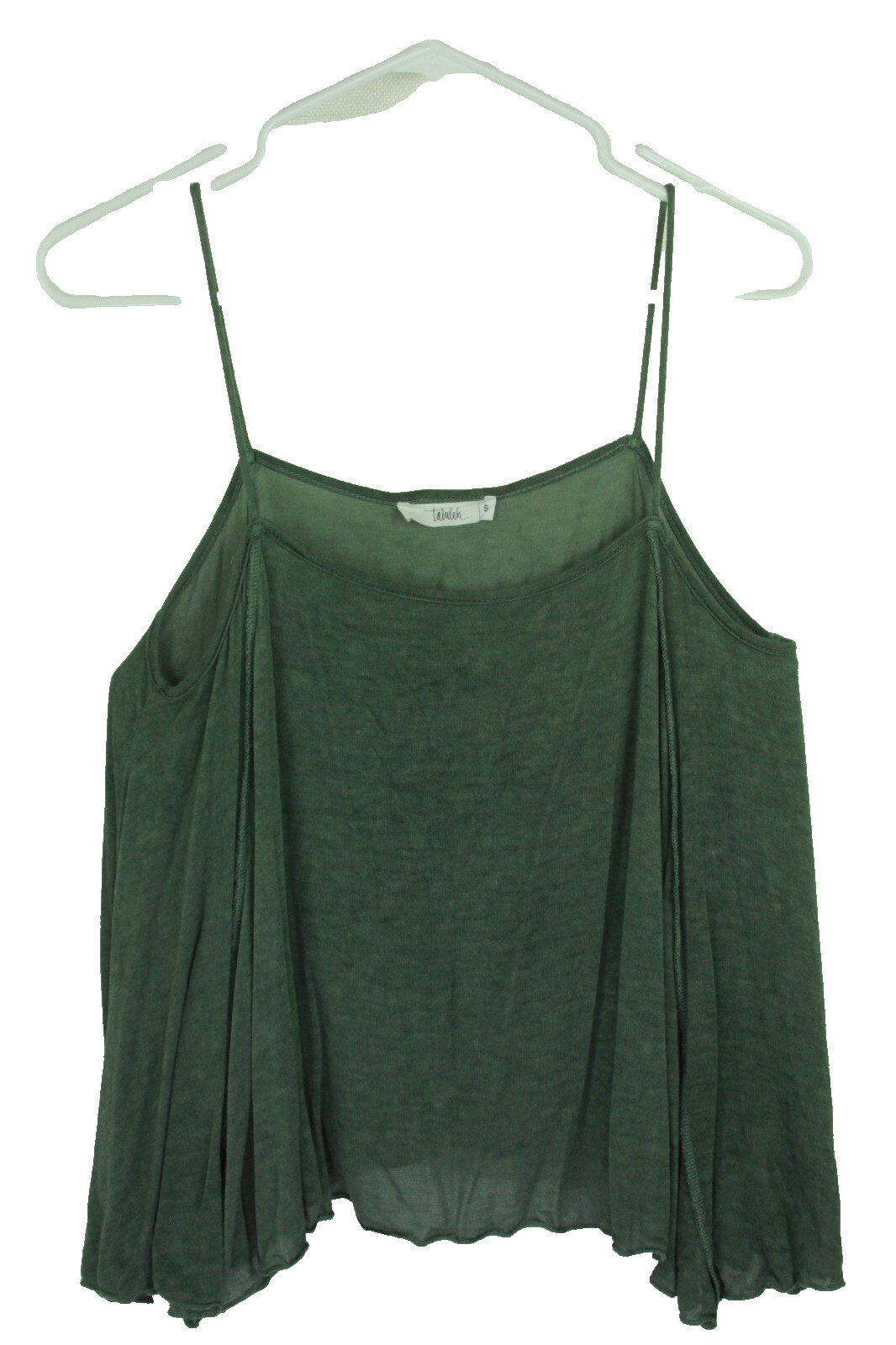 Talulah Women’s Top Small Olive Green Flowy Stretch Blouse Short Sleeve