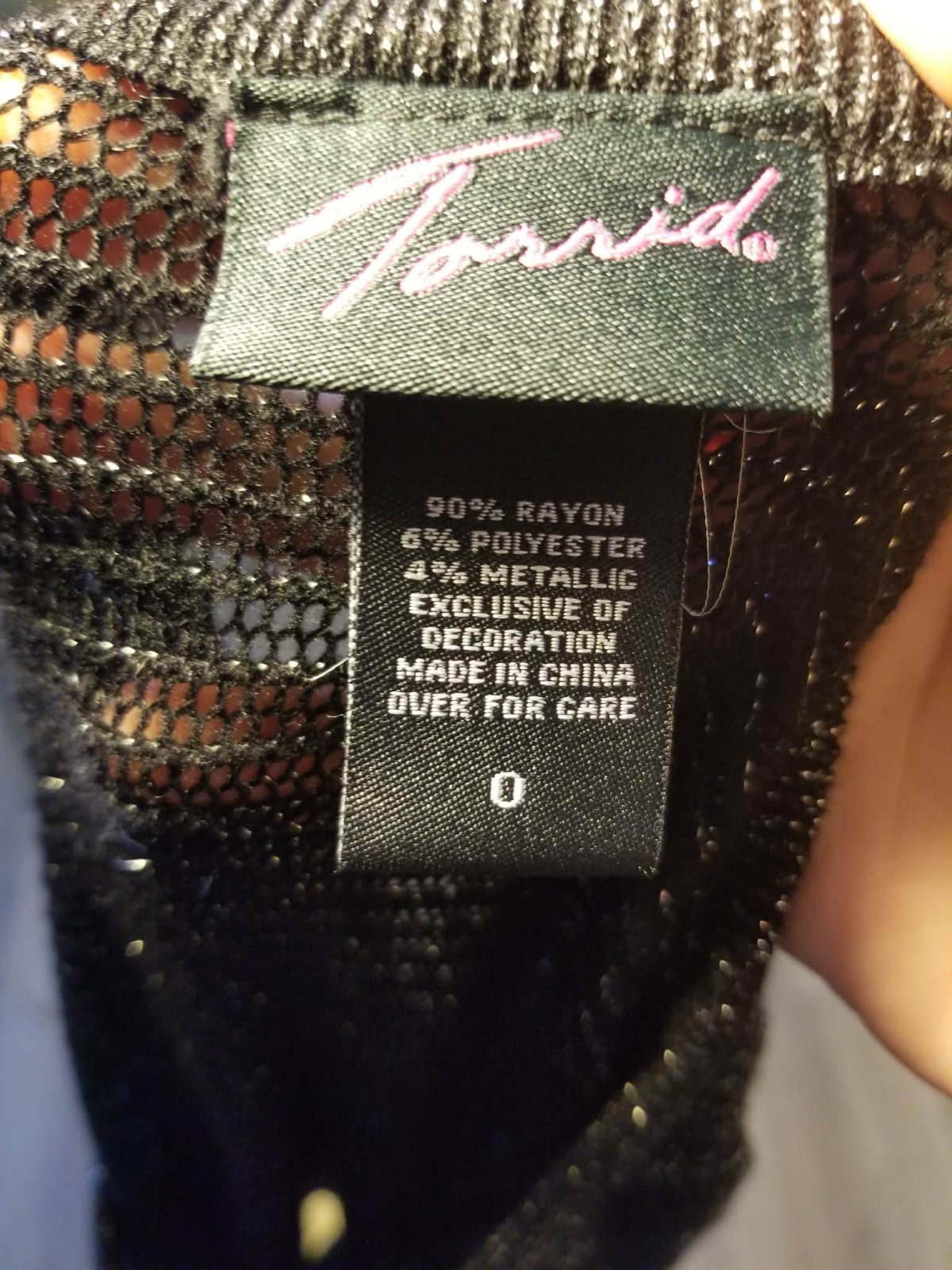 Vintage Plus Size Pink Label Torrid Black Mesh Blouse With Silver Lurex Size 0