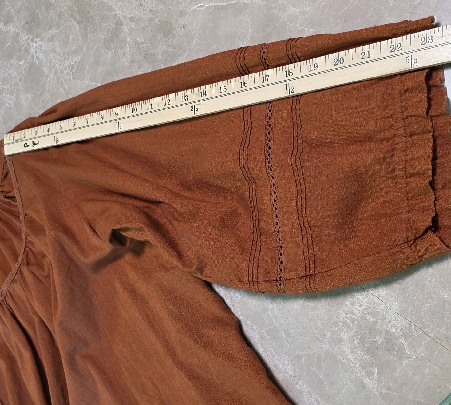 A.N.A. Women’s Rust Brown Peasant V- Neck Blouse Size 1X