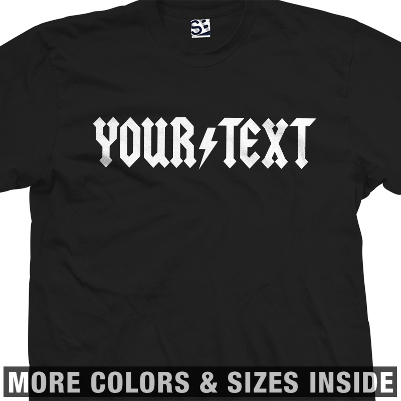 Custom AC/DC Styled Shirt | Personalize Customize ACDC Parody Logo Text Mens Tee