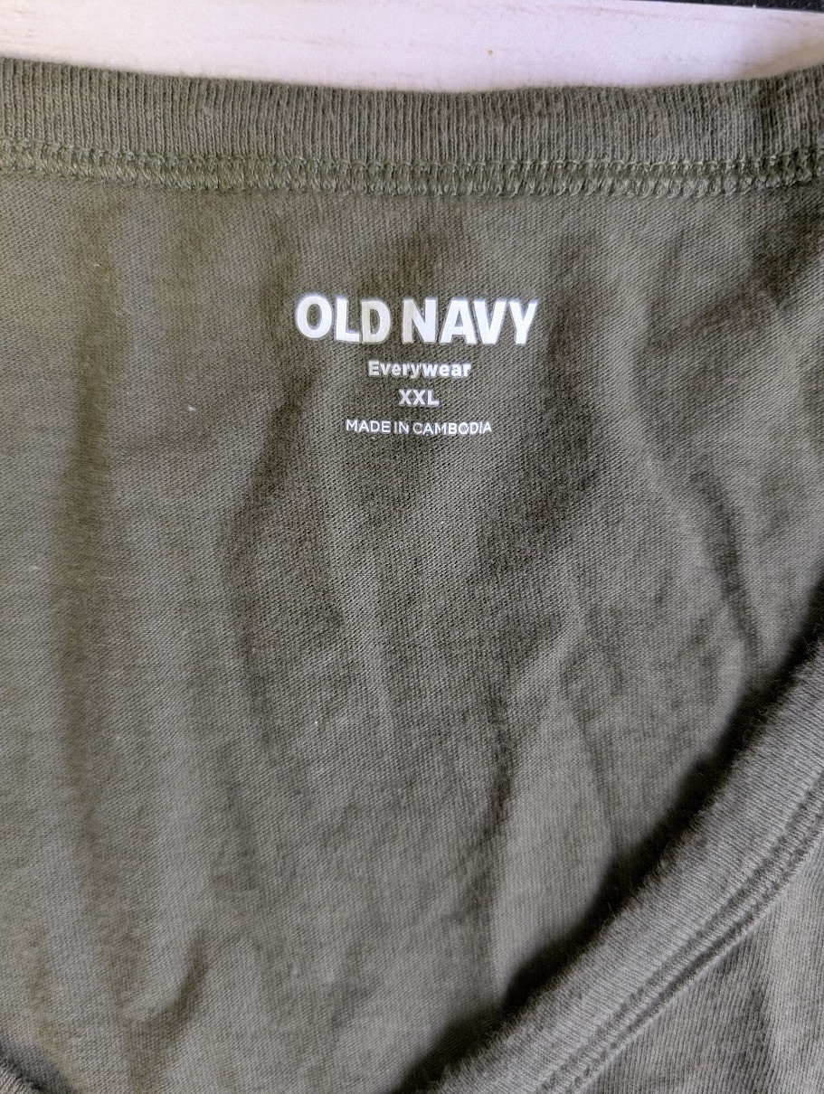Old Navy Size XXL Everywear Green V Neck Short Sleeve Womens Casual Top