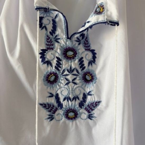 Galychanka Embroidered Blouse with Drawstring Neckline – Made in Ukraine (Large)