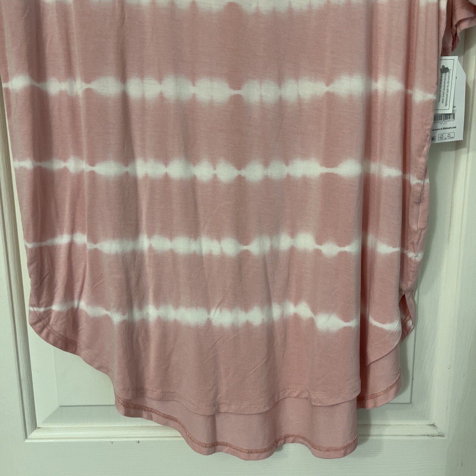 Time and Tru Women S (4-6) Crewneck Solid & Tie-Dye Tunic Tee with Short Sleeves