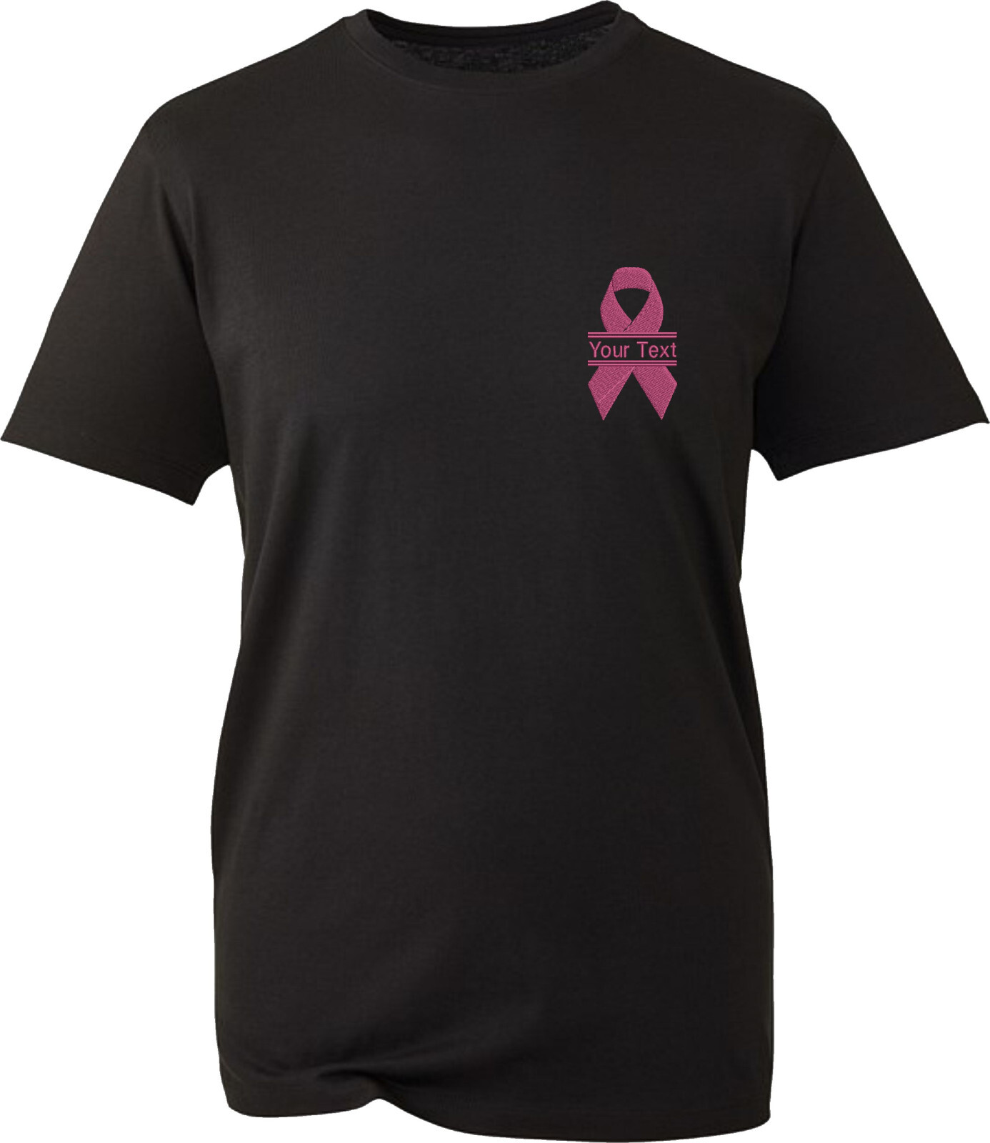 Personalised Embroidered Breast Cancer Awareness LC T-Shirt Pink Ribbon Tee Top