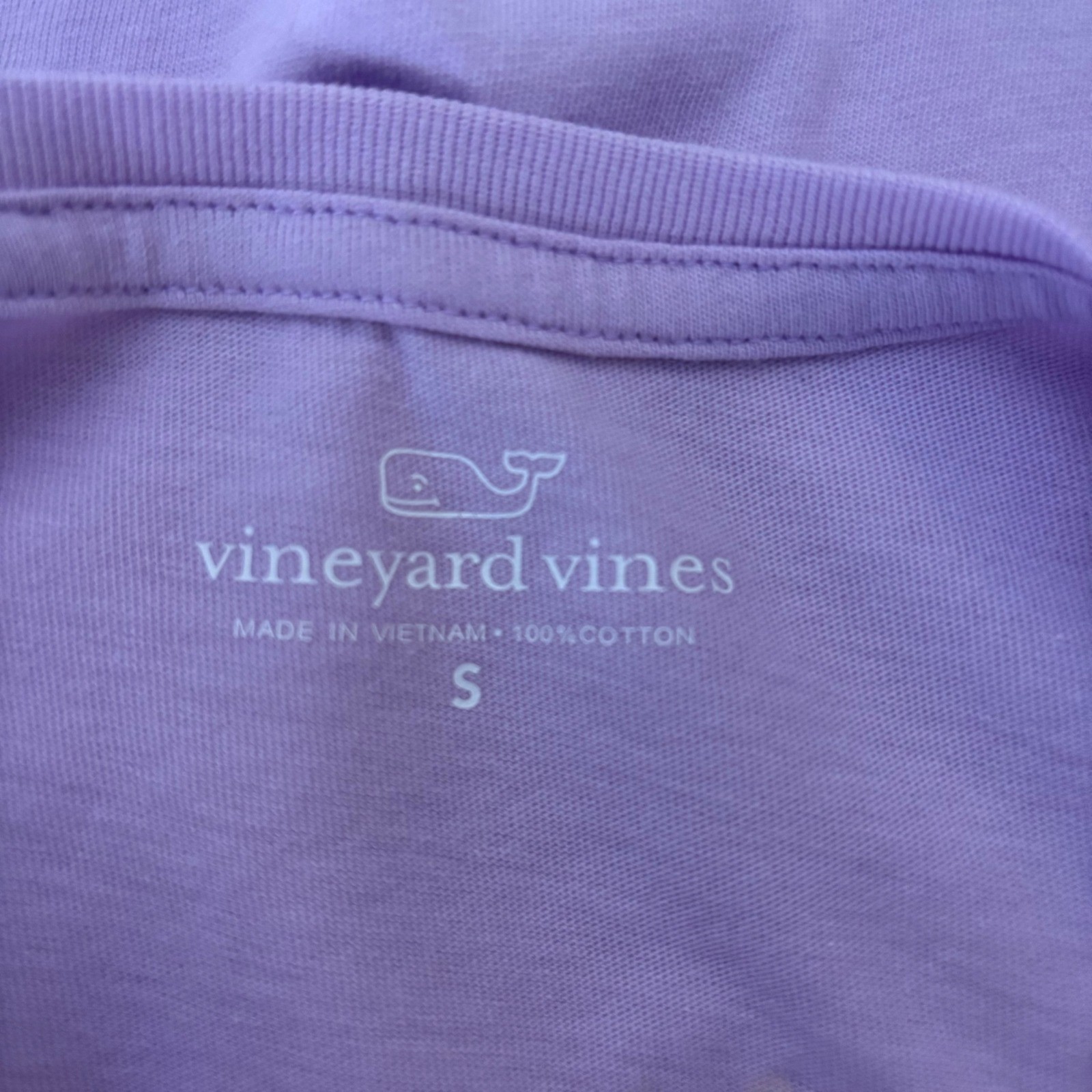 Vineyard Vines Womens Lavender Happy Easter Whale Long Sleeve Pocket T-Shirt S