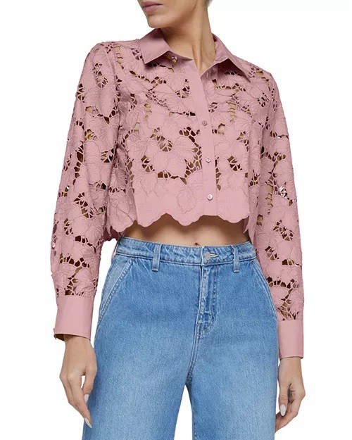 L’AGENCE Shirt Seychelles Lace Button Front $425 Size L