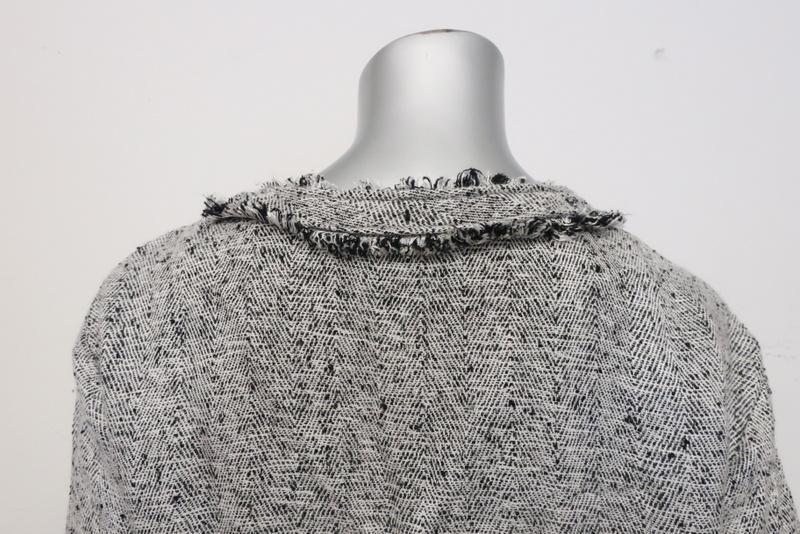 IRO Top Bardy White/Black Frayed Boucle Tweed Size 36