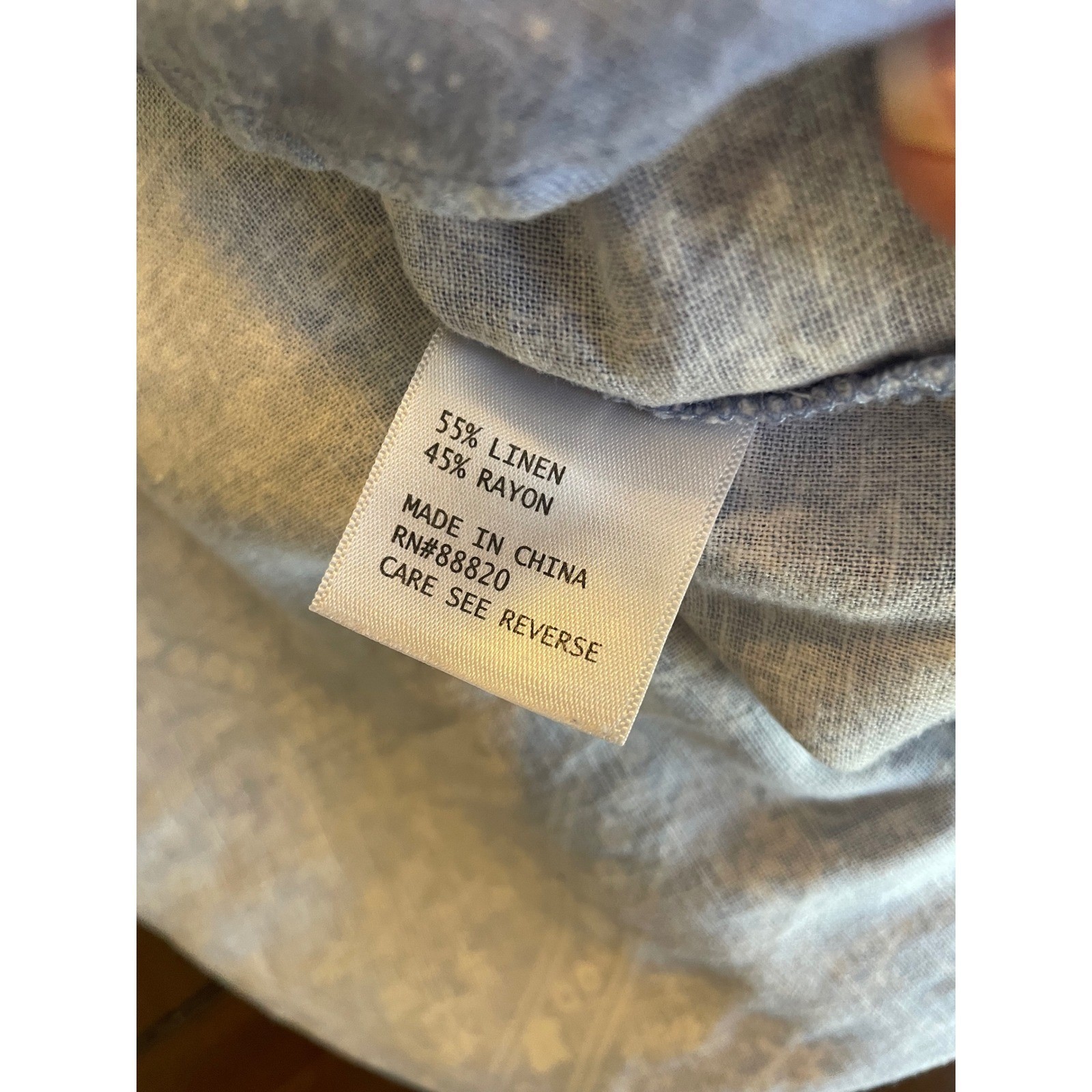 Anne Carson Blue Bandana Print Linen Blend Tunic Blouse Size 1X Western Boho