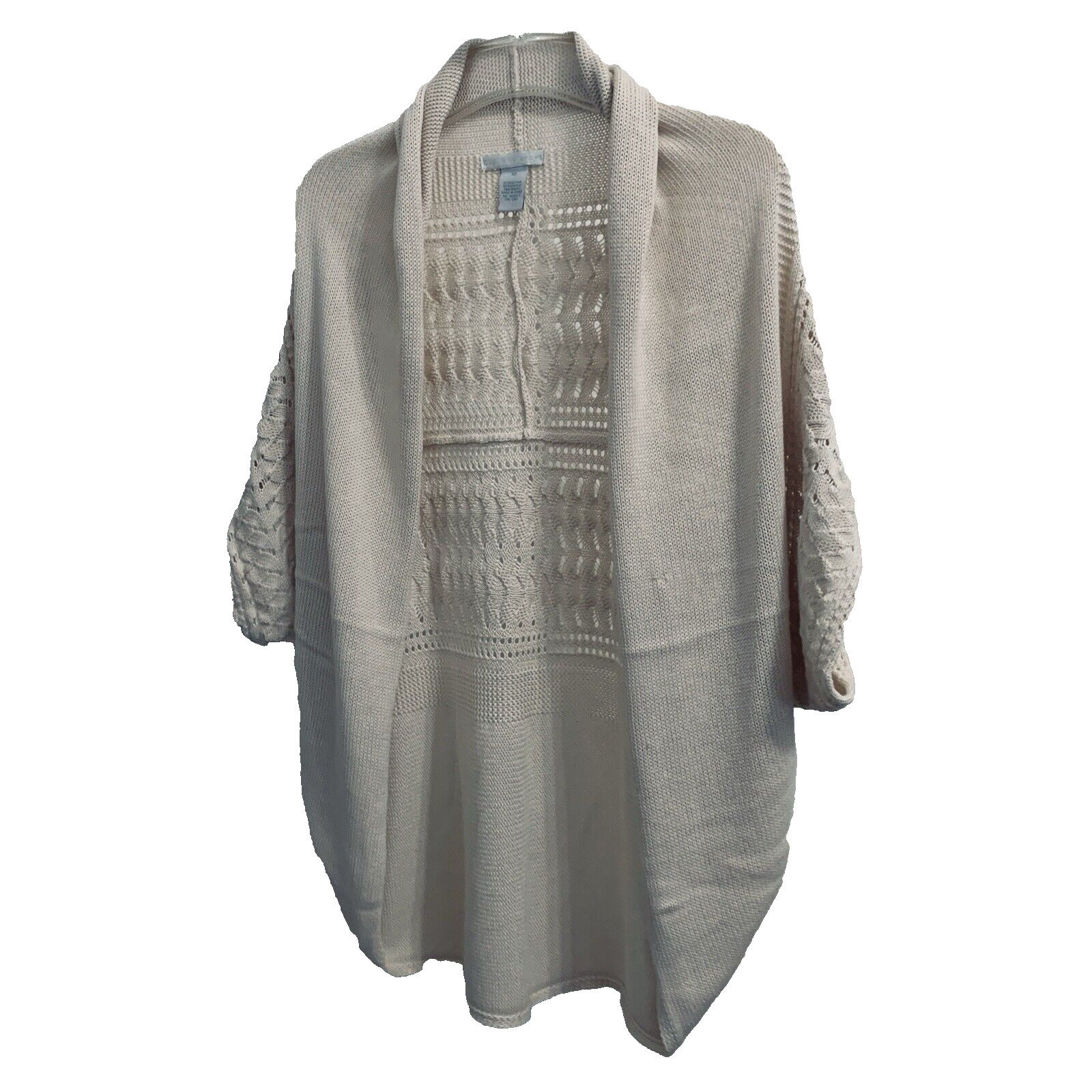 Design History Top Womens Shrug Short Sleeve Knit Cardigan Cotton Blend Ivory XS