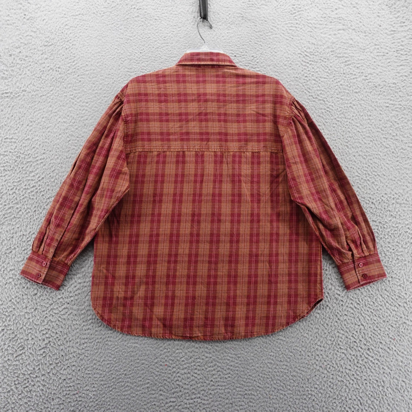 Abound Plaid Oversized Button Up Shirt Women XS Red Brown Casual Top NEW