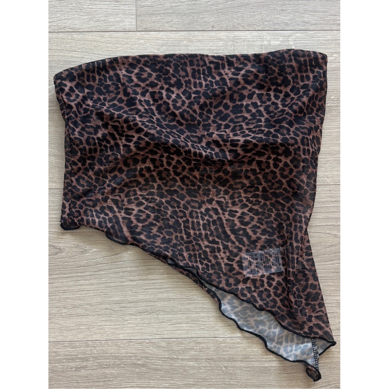 Edikted Leopard Mesh Scarf Top – Brown & Black