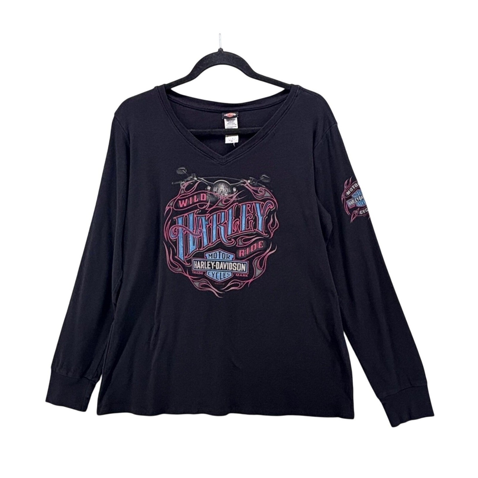 Harley Davidson Long Sleeve Top 2X Motorcycle Eagle Simple Rocker Grunge Biker