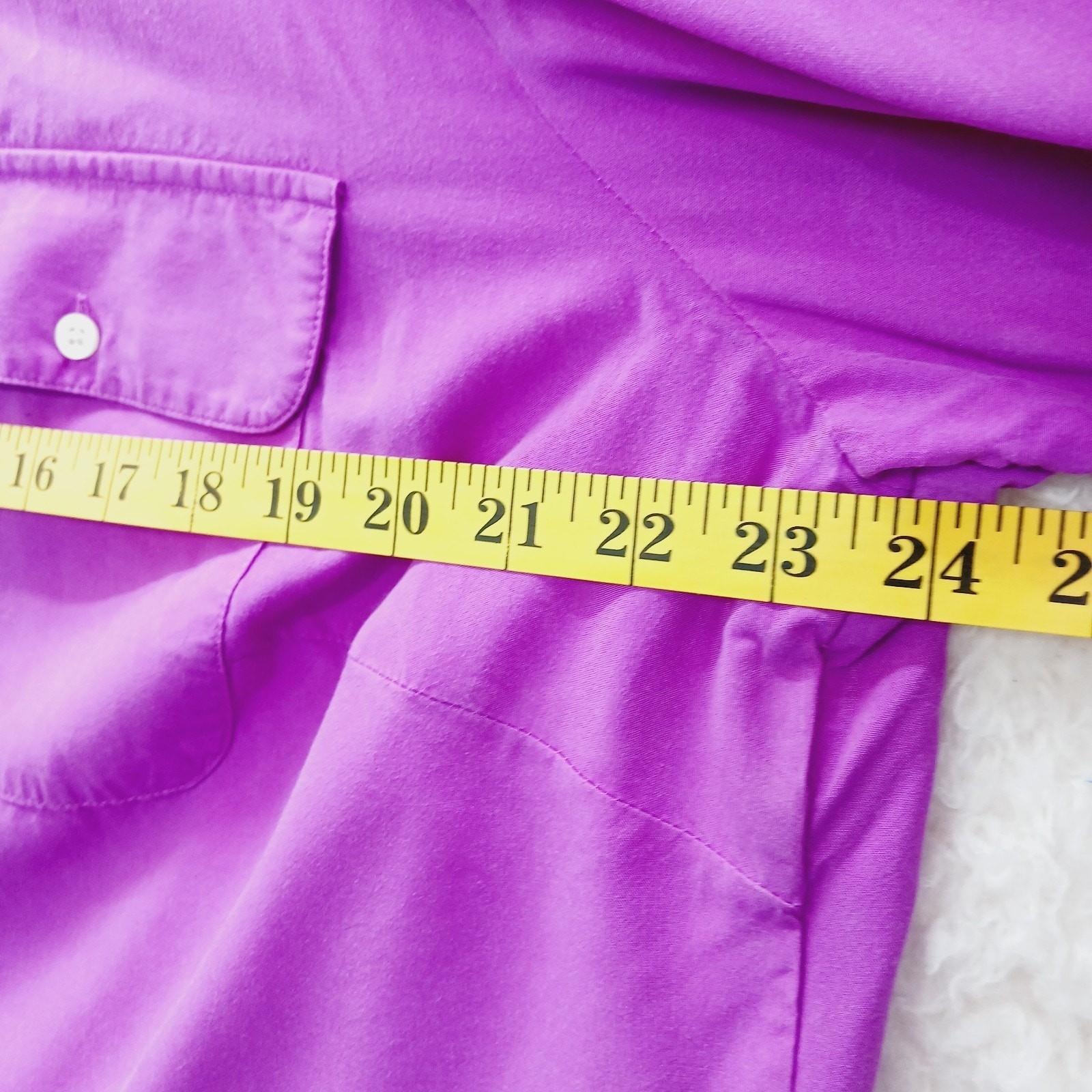 Blouse Button-Up Pink Purple Luxe Minimalist Power Office Siren Pockets Size 1X