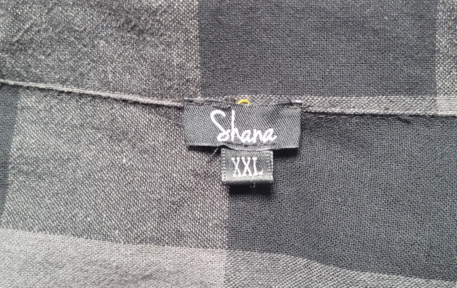 Shana Womens NWOT Black Plaid Print Art To Wear Cotton Button Up Sz XXL Pockets