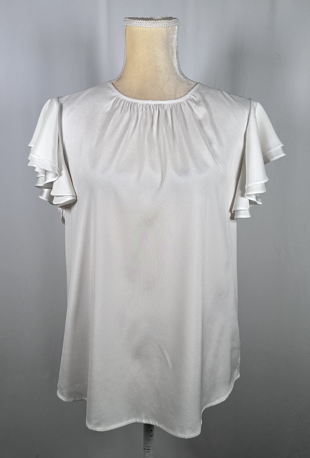 Antonio Melani Women Blouse Shirt Top Medium 100% Silk Short Sleeve Ivory $129