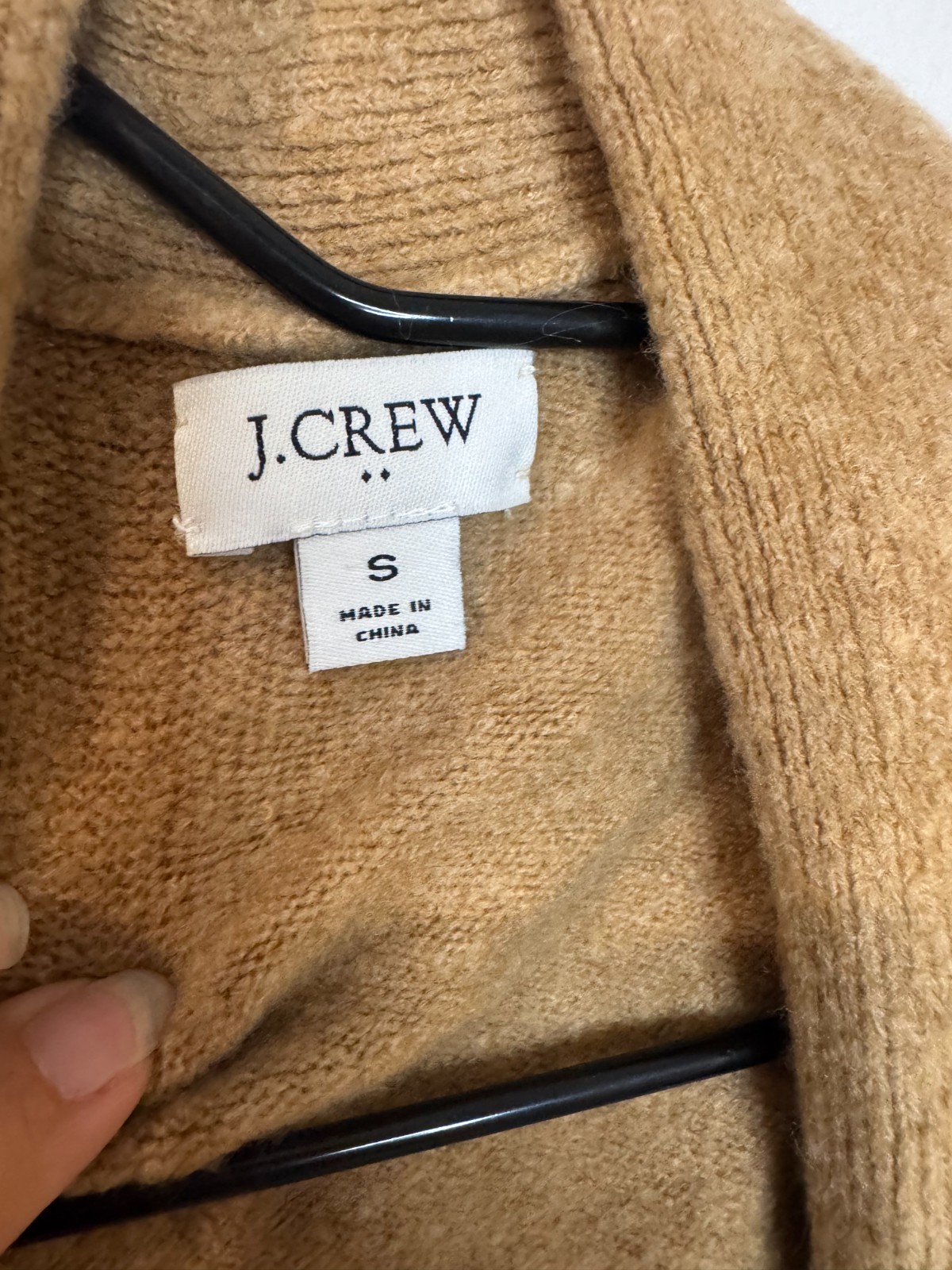J. Crew Women Size S Camel Tan Belted Open Front Wrap Cardigan Sweater Pockets