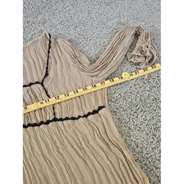 Allison Taylor Top Women Large Y2K Crinkle Beige Empire Waist Romantic Vintage