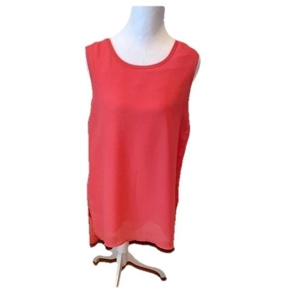 Simply Noelle Womens Coral Pink Sleeveless Button Shoulder Tunic Top Size S/M