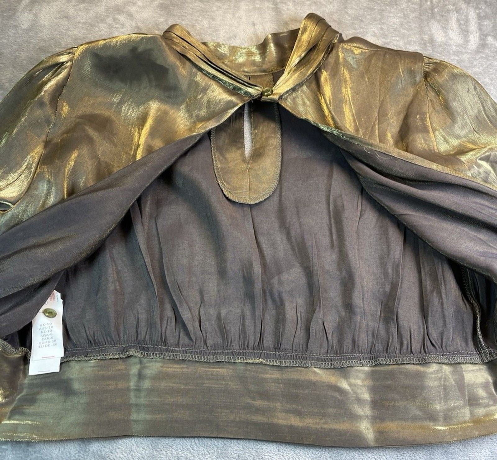 Nasty Gal NEW clubwear crop metalic long sleeve high neck blouse sz 6 glam party