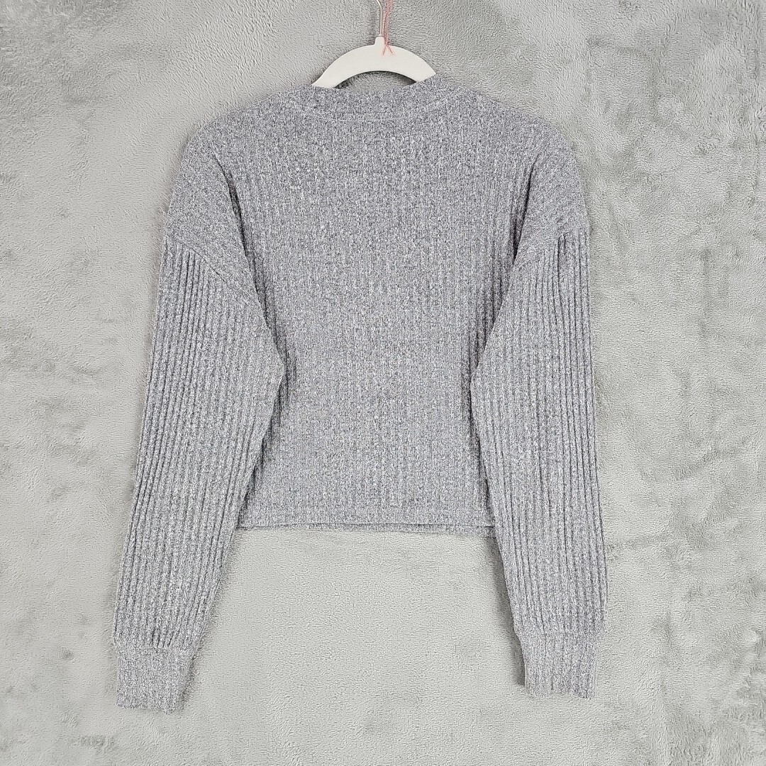 Wilfred Free Crop Top Womens XS Heather Gray Oversized Dolman Sleeve Ribbed Knit