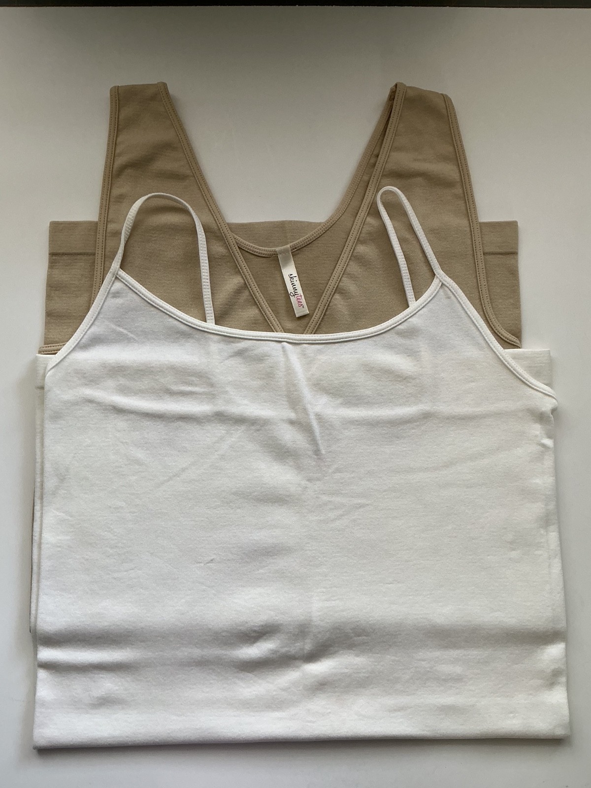 Skinny Tee Tank 1-Cream & 1-Deep Beige One Size fits most