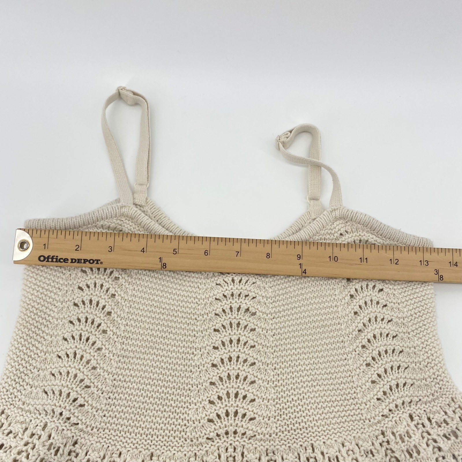 Aeropostale Knit Cami Womens Small Cream Crochet Pointelle Coquette Boho Top