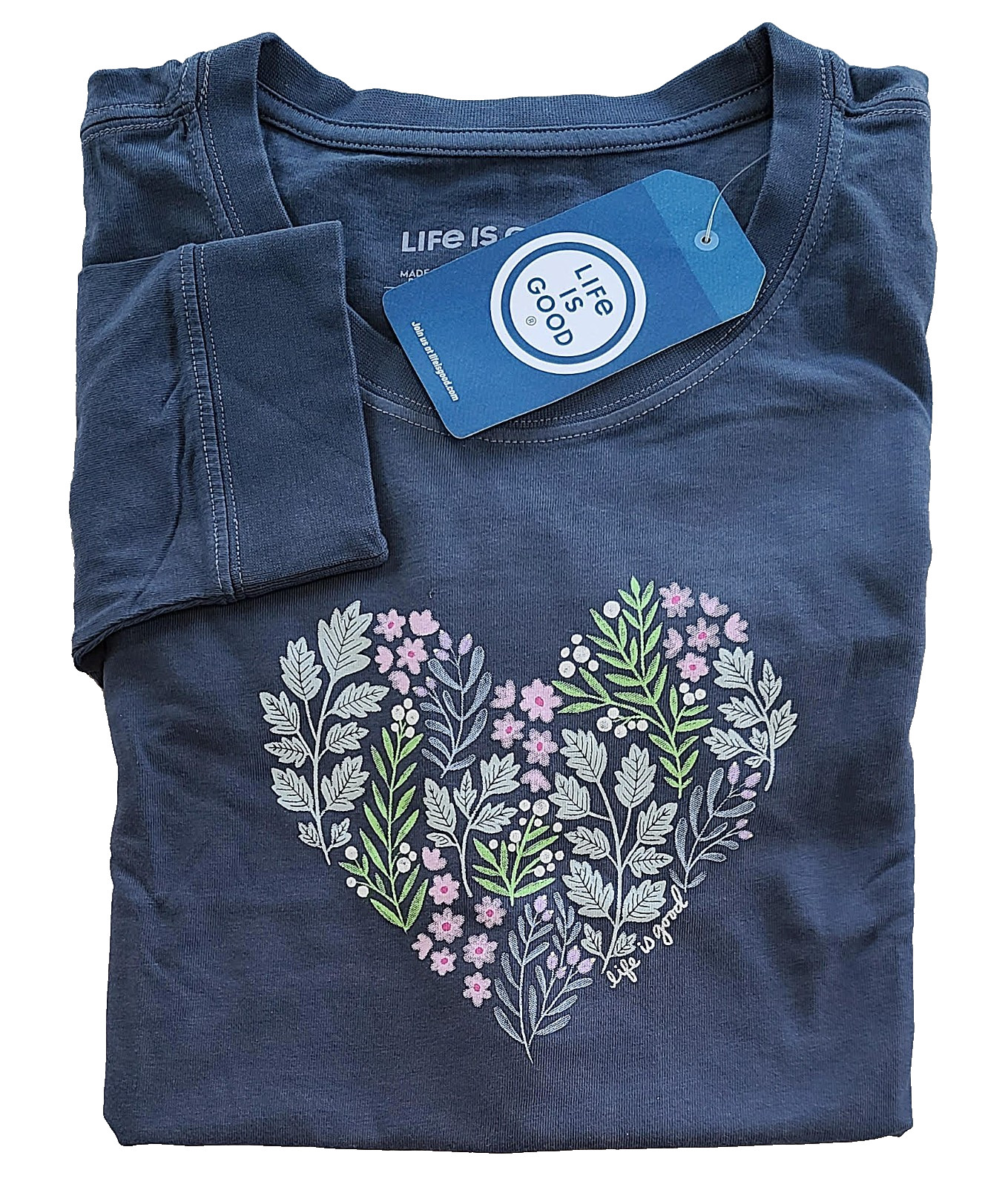 Life Is Good LS Shirt Crusher Tee Wild FLOWERS HEART Chest47in Womens XL
