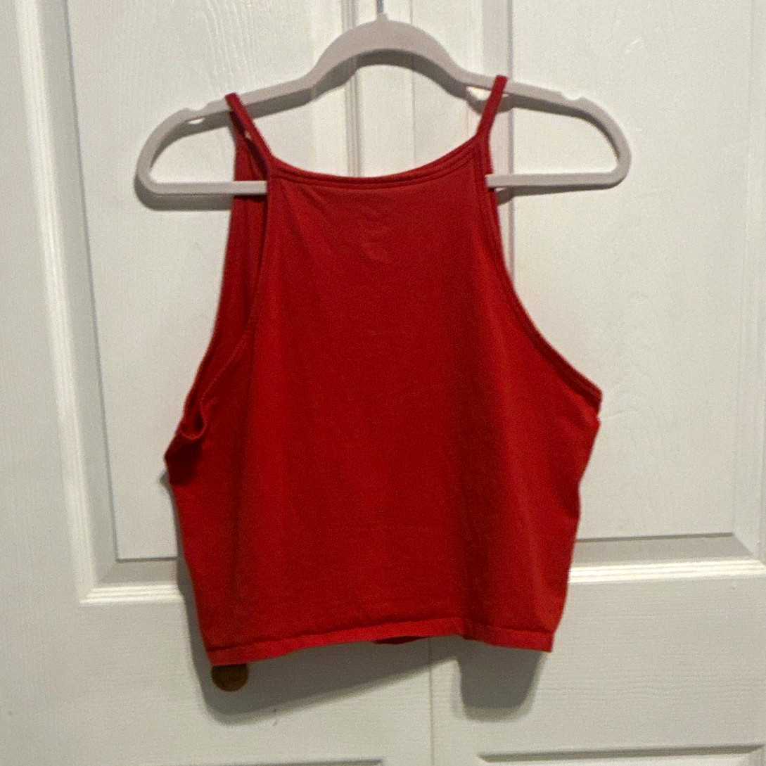 Torrid Red Cotton Spandex Knit Scoop Neck Spaghetti Cropped Tank Top Plus 3