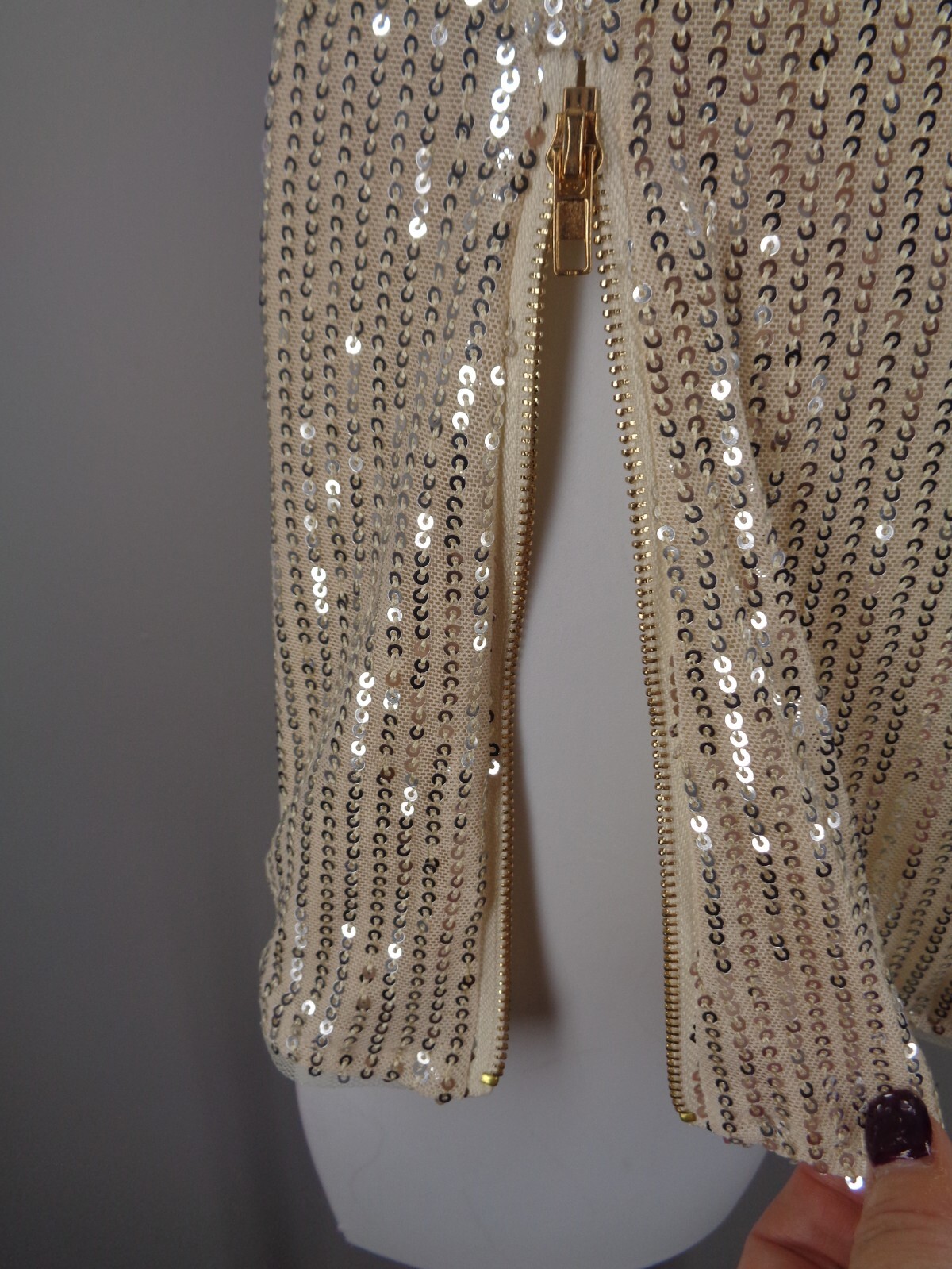 Grace Karin Sequin Zip Side Tank Top Size Large New