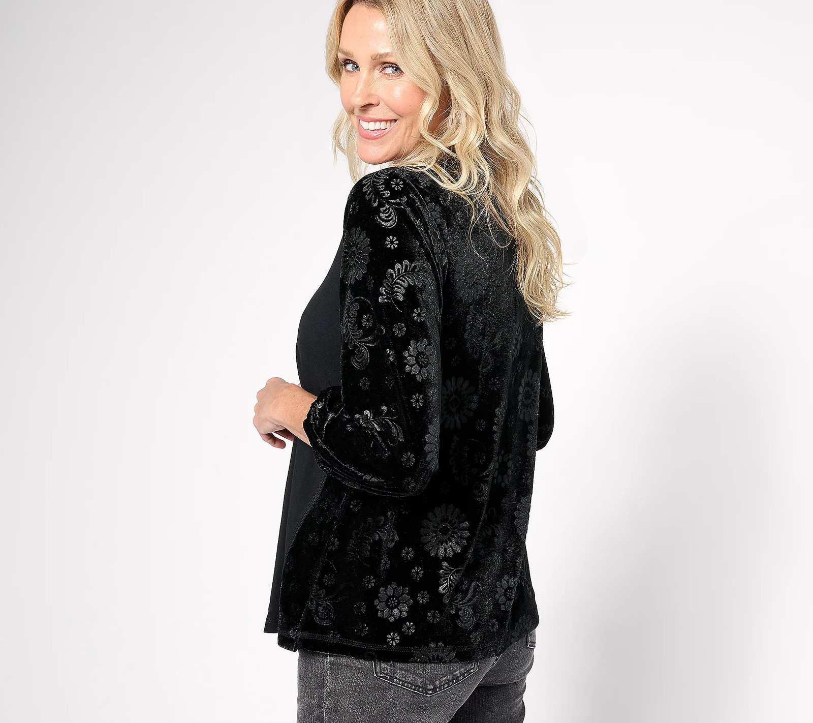LOGO by Lori Goldstein Rayon 230 & Velour Top Black XL New