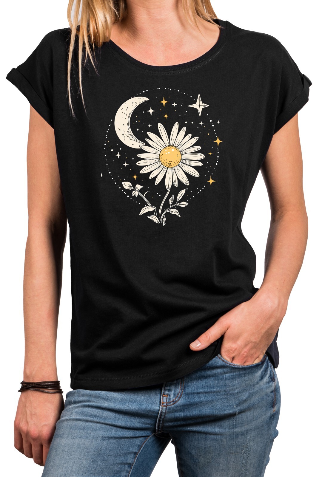 Ladies Floral Print Buttercup Summer Floral T-Shirt Top 100% Cotton