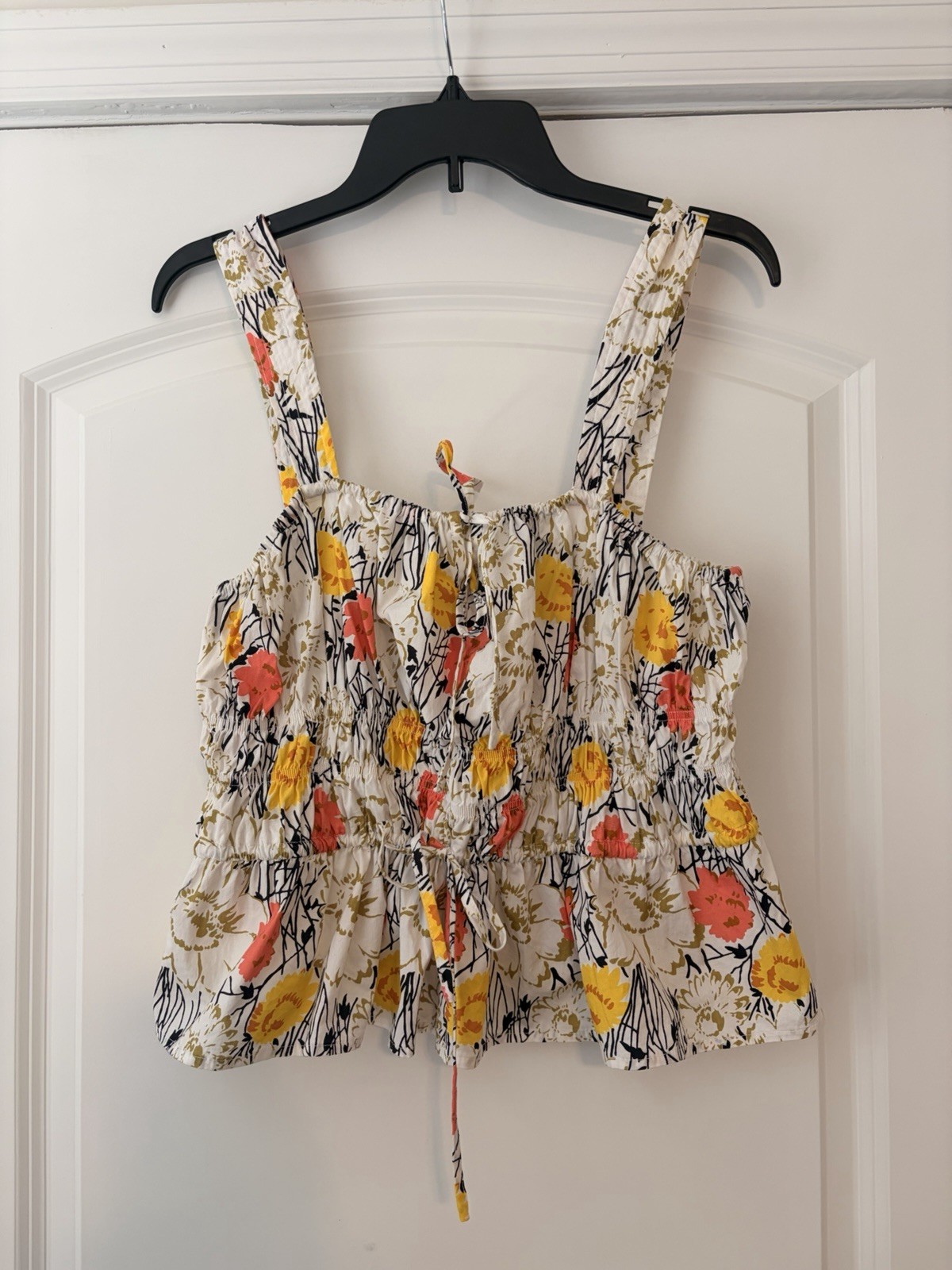 BCBGMAXAZRIA Floral Poplin Top in Gardenia