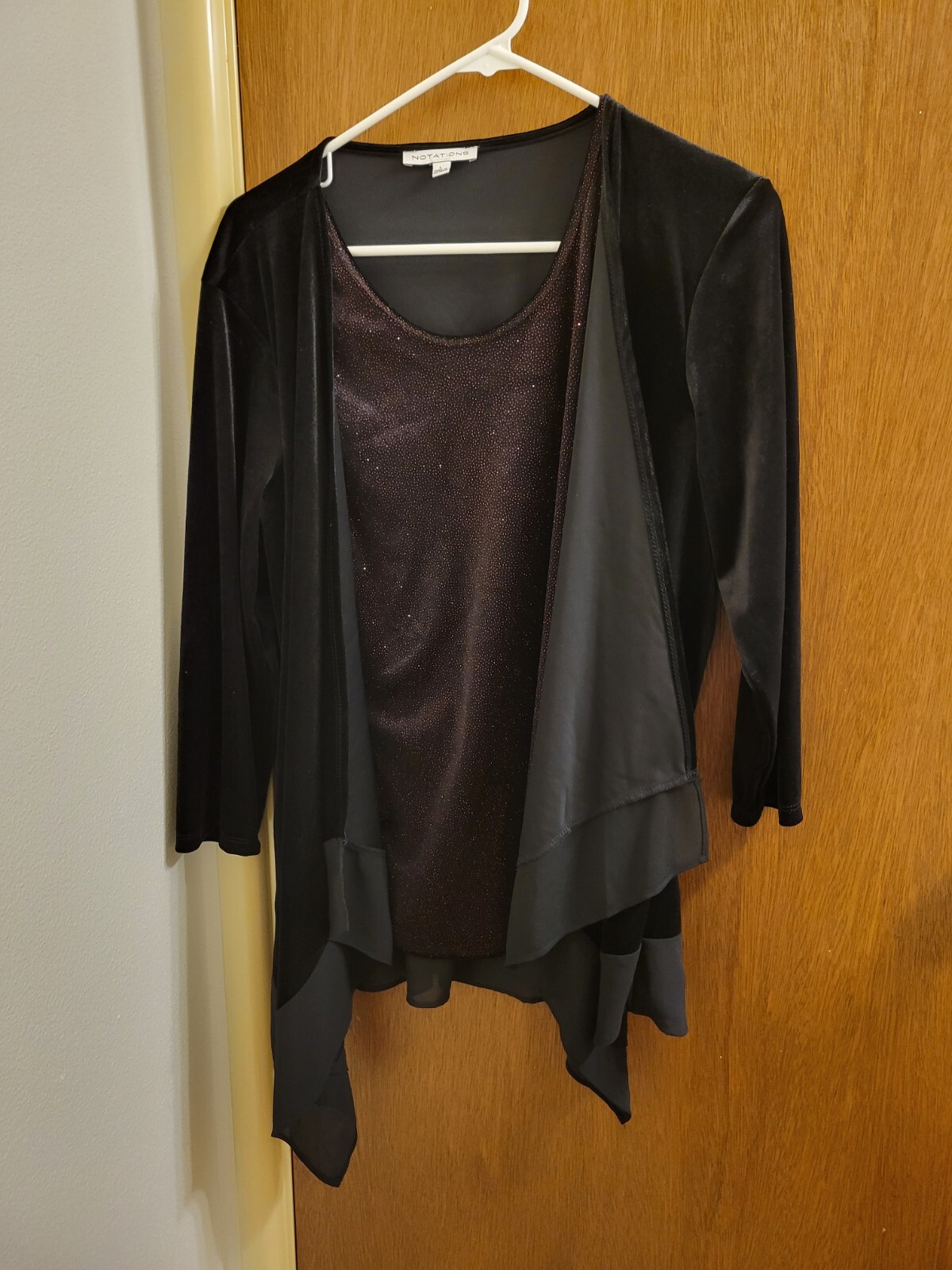 Notations Womens Large L top 2fer Look One Piece Brand New Nwt Sparkly Blouse