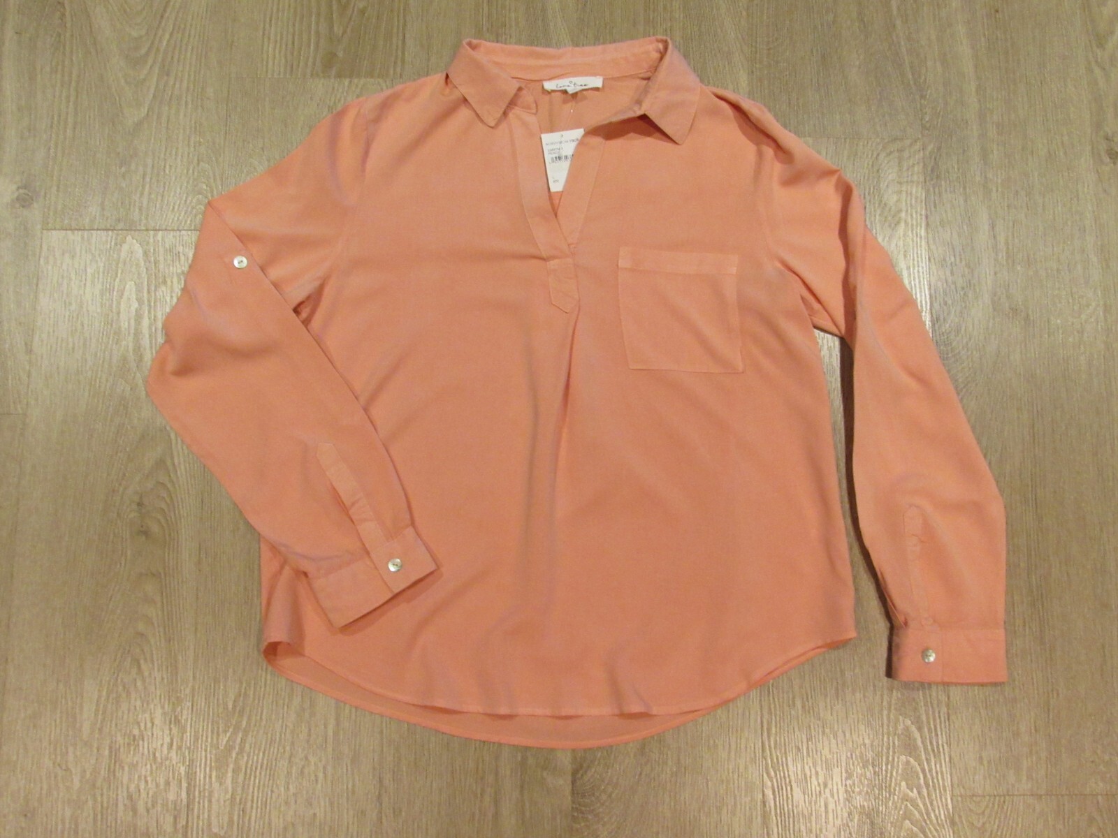 Love Tree ~ NWT Peach Oversize Long Roll Tab Sleeves ~ L New!