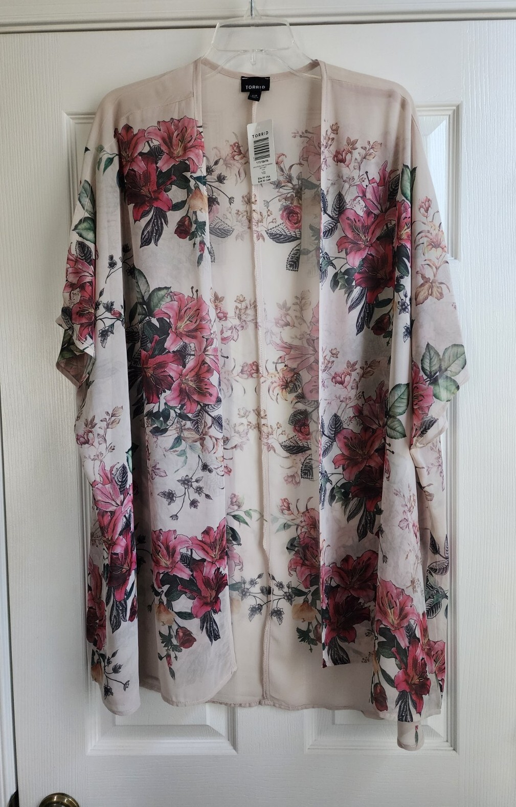 ⚘️NWT TORRID Sz 1 / 2 (1X/2X) Kimono Topper Chiffon Feel, Gorgeous Floral Print!