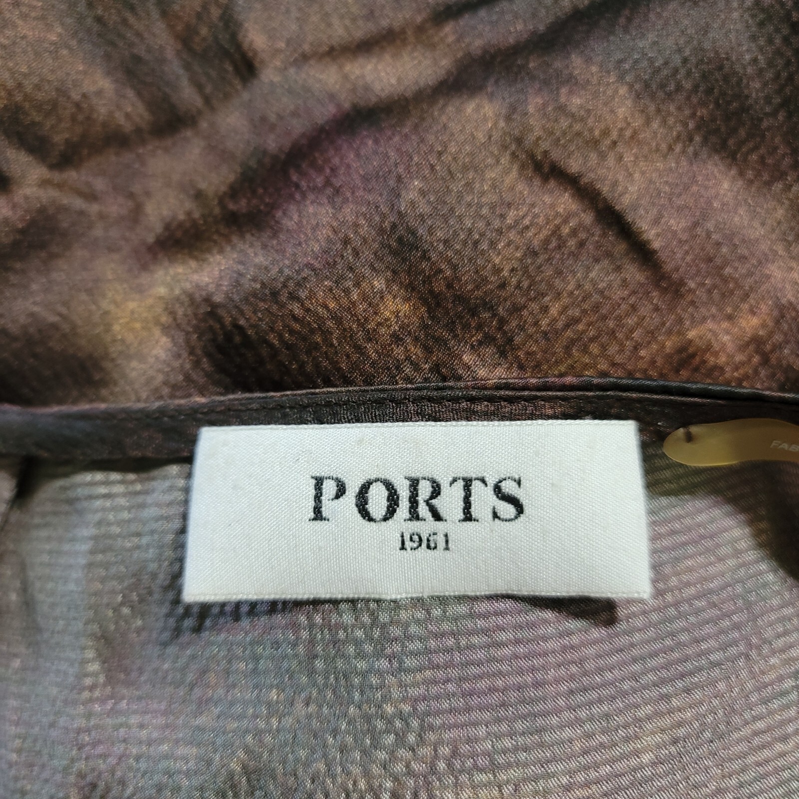 Ports 1961 Silk Blouse Top Size Small Brown Ruffled Fall Fashion Designer Sz 4