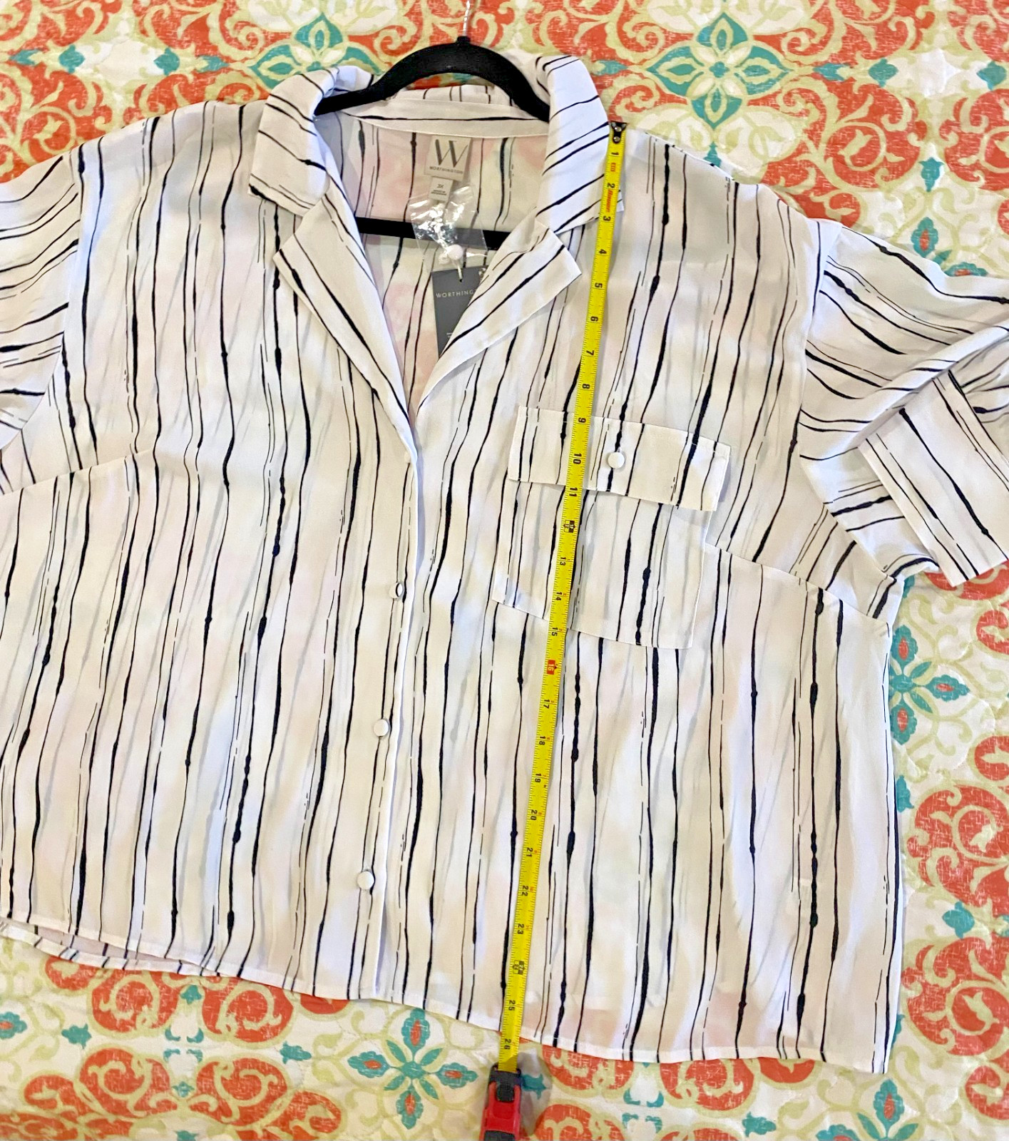WORTHINGTON Black & White Striped Blouse NWT Size 3X Classic City Chic