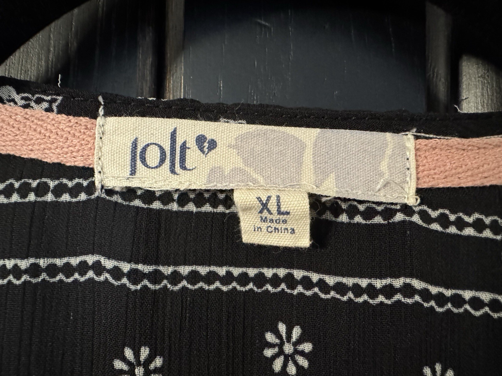 Jolt Black White Geometric Lace Trim Lightweight 3/4 Sleeve Kimono XL