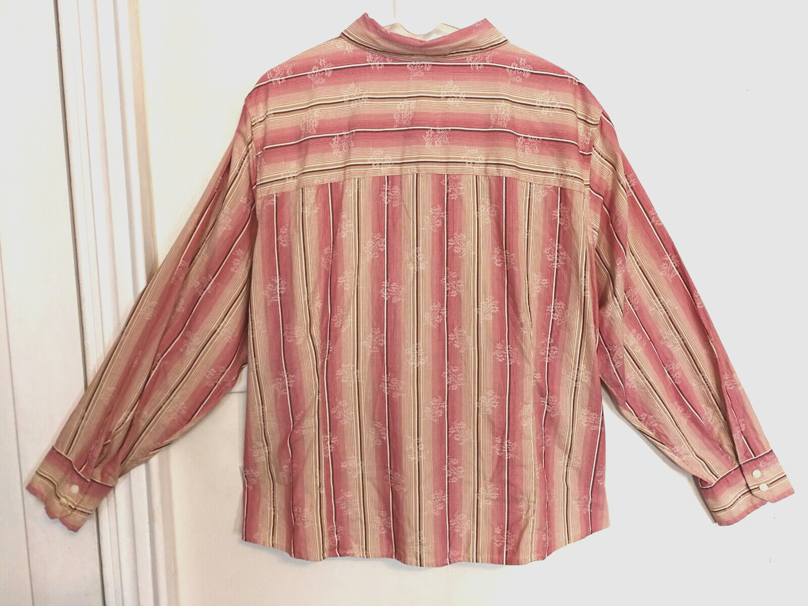 Liz Claiborne Womens Blouse 3X Plus Floral Purple Brown Lace Button Long Sleeve
